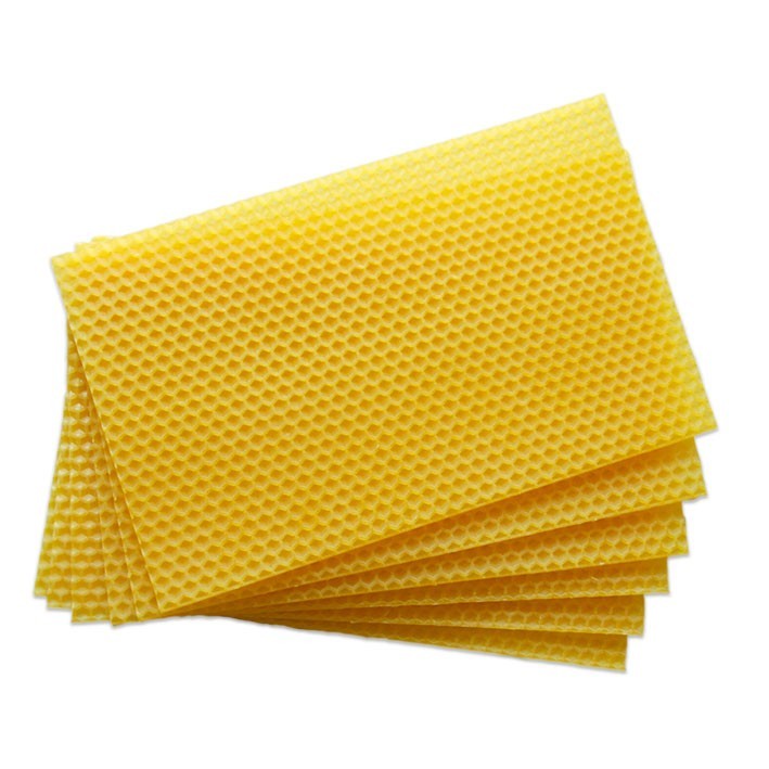 Láminas de cera virgen de 13 x 20 cm.