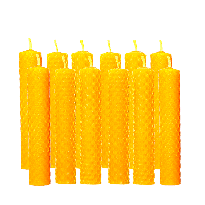 Pack 12 velas panal 13 x 2 cm. naturales