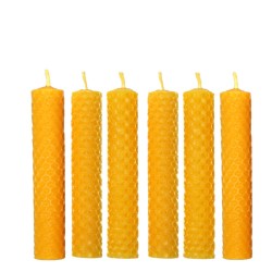 Pack 6 velas panal 13 x 2 cm. naturales