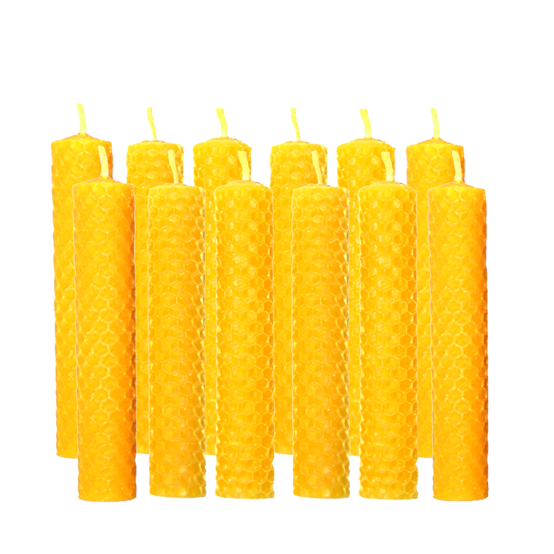 Pack 12 velas panal 13 x 2 cm. naturales
