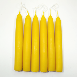 Pack 6 velas tradicionales cera abeja natural 15 x 2 cm.