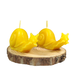 Pack 2 caracoles de cera virgen y base de madera natural