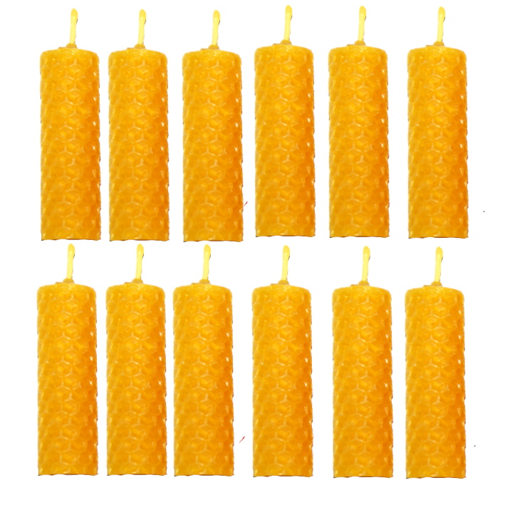 Pack 12 velas 6,5 x 2 cm. naturales