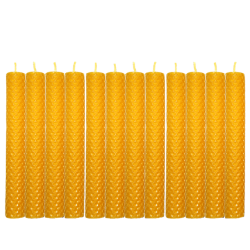 Pack 12 velas de panal 20 x 2 cm. naturales