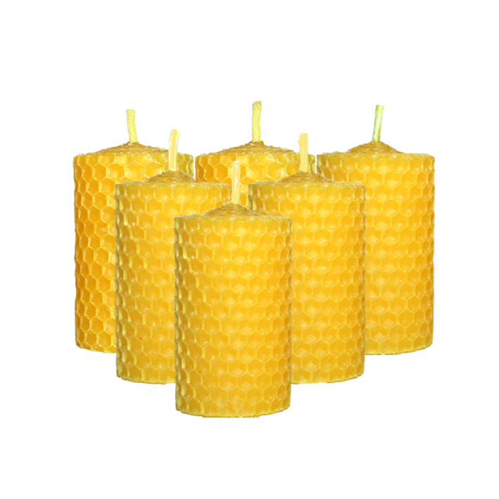 Pack 6 velas de panal de 6,5 x 4 cm. naturales