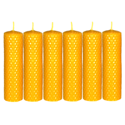 Pack 6 velas panal 13 x 3 cm. naturales