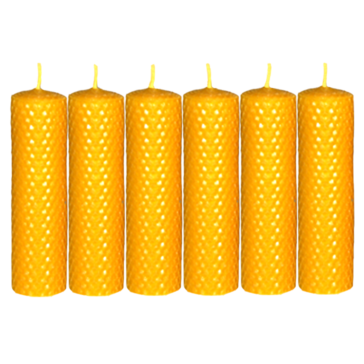 Pack 6 velas panal 13 x 3 cm. naturales