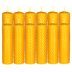 Pack 12 velas panal 13 x 3 cm. naturales