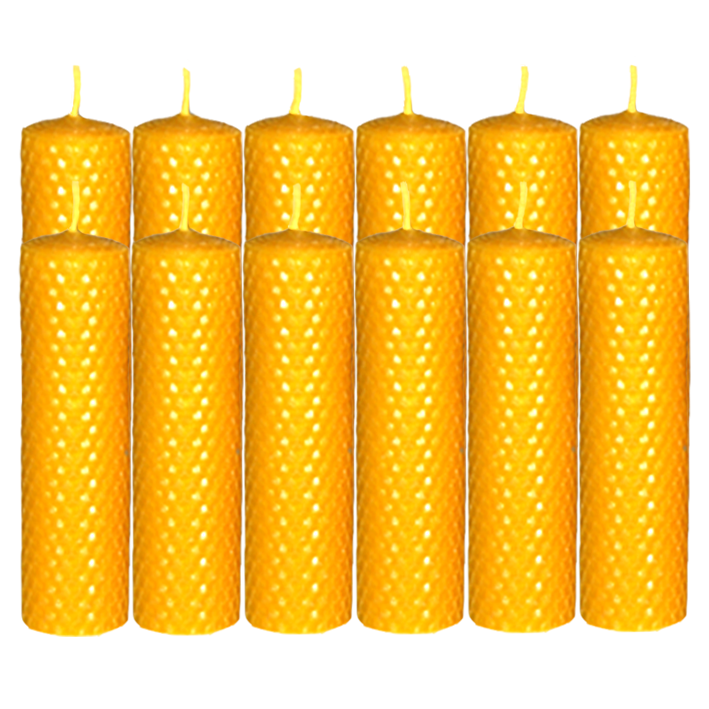 Pack 12 velas panal 13 x 3 cm. naturales