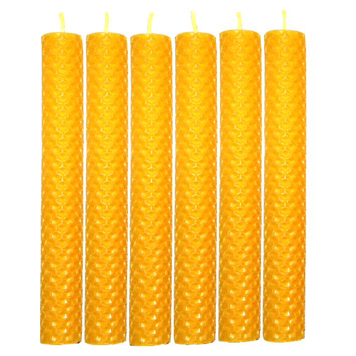 Pack 6 velas de panal de 20 x2 cm. naturales