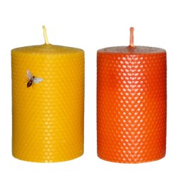 Vela de panal 13 x 8 cm. Amarillo y naranja.