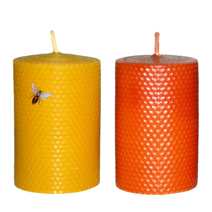 Vela de panal 13 x 8 cm. Amarillo y naranja.