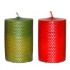 Vela de panal 13 x 8 cm. Rojo y verde.