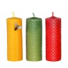 Vela de panal 13 x 4 cm. Amarillo, rojo, verde.