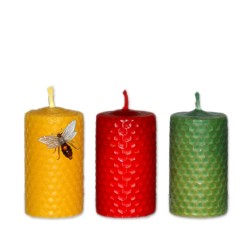 Vela de panal 6,5 x 4 cm. Amarillo, rojo, verde.