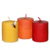 Vela de panal 6,5 x 6 cm. Amarillo, rojo, verde.