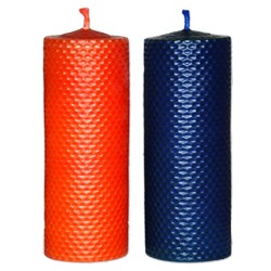 Vela Panal de 20 x 6 cm. naranja y azul