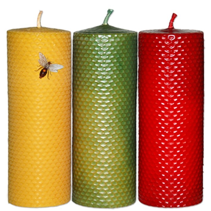 Vela Panal de 20 x 6 cm. amarilla, roja, verde