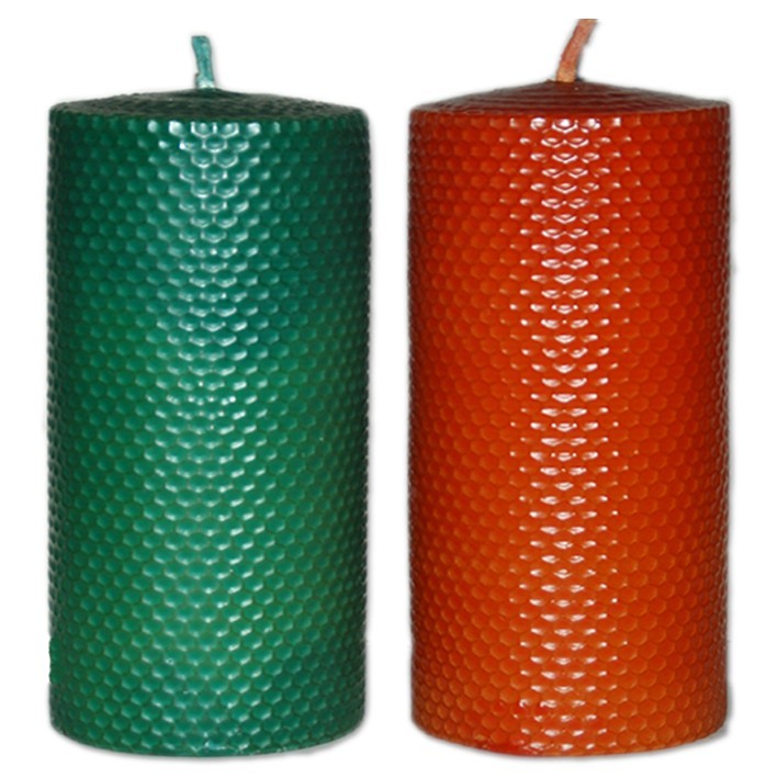 Vela Panal de 20 x 8 cm. verde y naranja