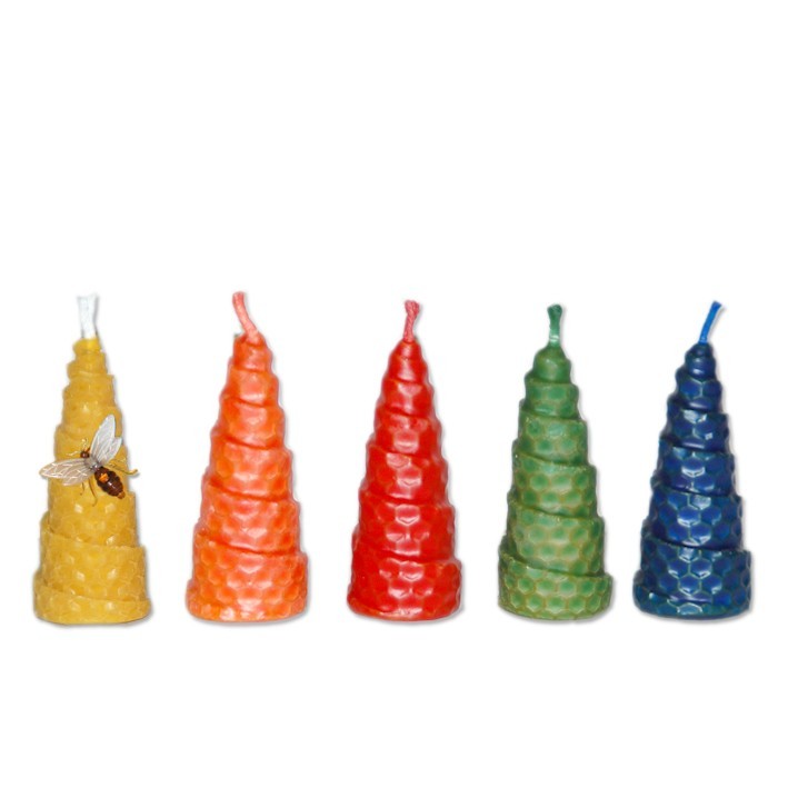 Vela Panal espiral de 6,5 x 3 cm. amarilla, roja, verde, naranja y azul