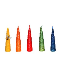 Vela Panal espiral de 10 x 2 cm. amarilla, roja, verde, naranja y azul