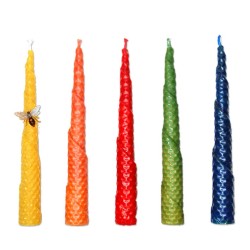 Vela Panal espiral de 20 x 2 cm. amarilla, roja, verde, naranja y azul