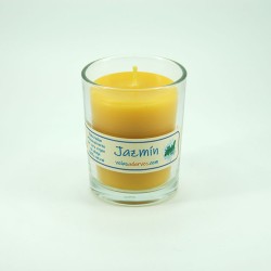 Vela perfumada jazmín en vaso.