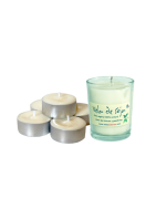 Velas de té de cera vegetal de soja natural realizadas artesanalmente.