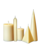 Velas elaboradas artesanales de cera alba de abeja.